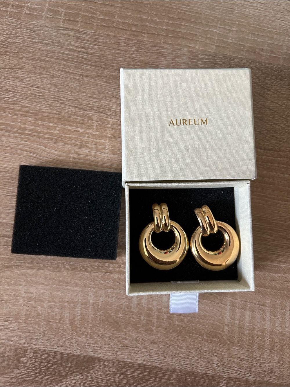 AUREUM Shiny Gold Double-Loop Drop Earrings